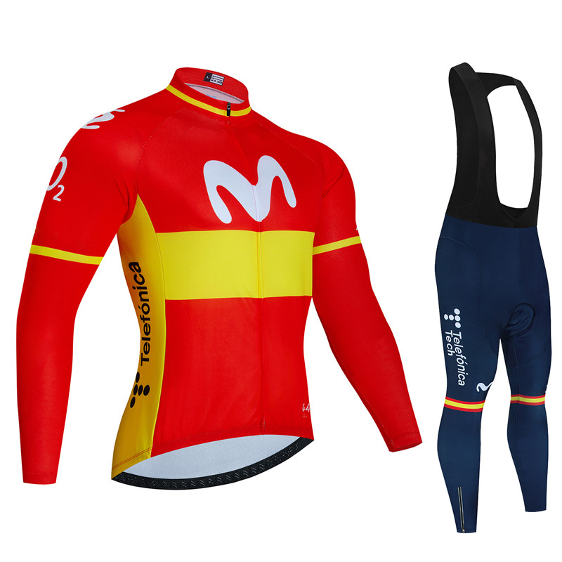 Cycling Gear Leaderboard - Испания Movistar осенний комплект велосипедного трикотажа